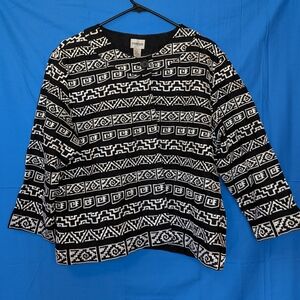 Chico's Black And White Embroidered Jacket Size 3 / XL / 16